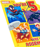 Marvel 5th Birthday Card For Him/Boy With Envelope - Cartoon Design