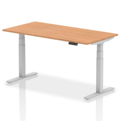 Dynamic Air 1600 x 800mm Height Adjustable Desk Oak Top Silver Leg HA01019 DD