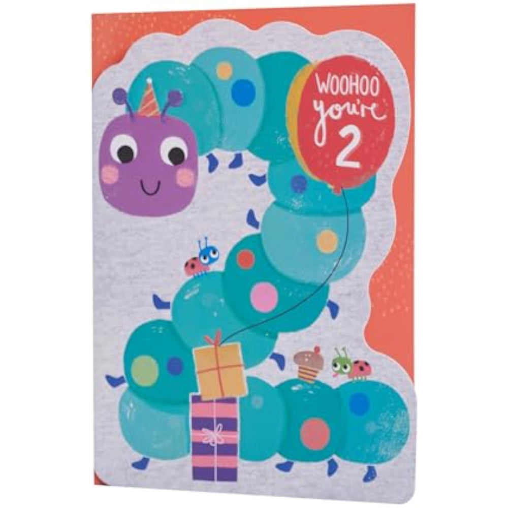 Caterpillar Design 2nd Birthday Card
