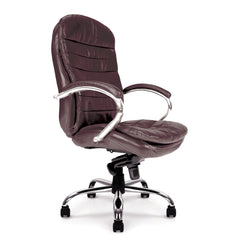 Nautilus Designs Santiago High Back Italian Leather Faced Synchronous Executive Chair With Integrated Headrest & Fixed Arms Brown - DPA618KTAG/BW DD