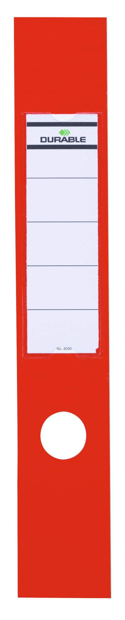 Durable ORDOFIX Self-Adhesive Spine Labels for Lever Arch Files & Folders 60x390mm Red (Pack 10) - 809003
