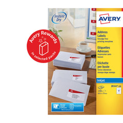 Avery Inkjet Address Label 63.5x72mm 12 Per A4 Sheet White (Pack 1200 Labels) J8164-100