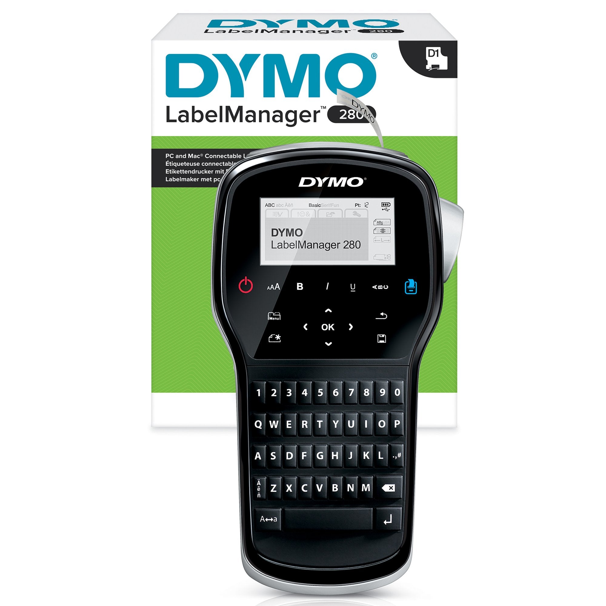 Dymo LabelManager 280 Handheld Label Printer QWERTY Keyboard Black/Silver - S0968960
