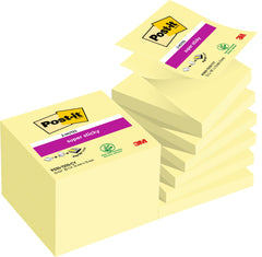 Post-it Super Sticky Z-Notes R330-12SS-CY Canary Yellow 76 mm x 76 mm 90 Sheets Per Pad (Pack 12) 7000048167