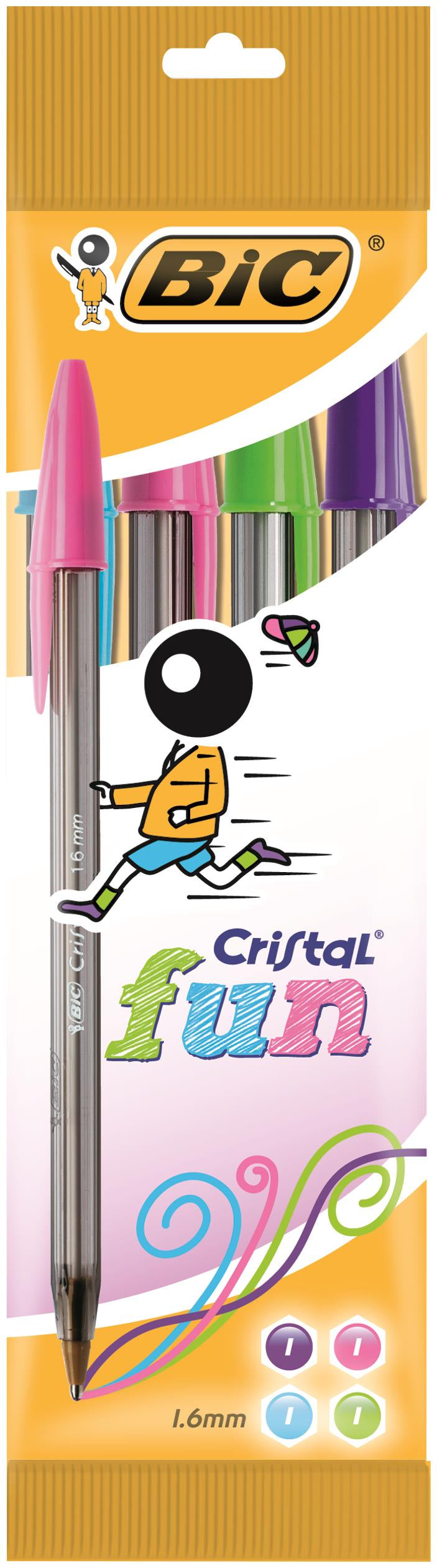 Bic Cristal FUN Assorted 1.6mm Ballpoint Pen (Pack 4) 8957921