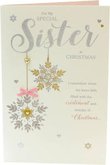 Off White Christmas Card For Sister