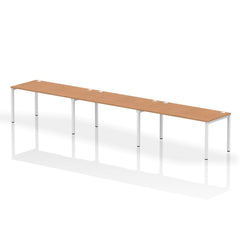 Impulse Single Row 3 Person Bench Desk W1600 x D800 x H730mm Oak Finish White Frame - IB00349 DD