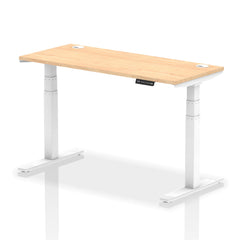 Dynamic Air 1400 x 600mm Height Adjustable Desk Maple Top Cable Ports White Leg HA01154 DD