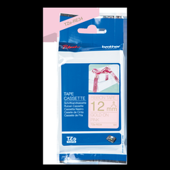 Brother Gold On Pink Label Tape 12mm x 4m - TZERE34