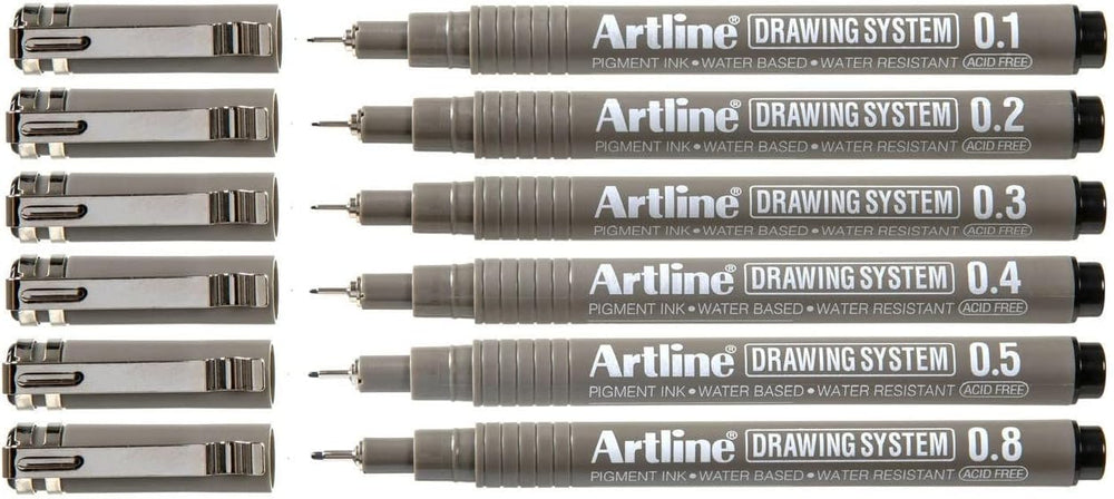 Artline 0.1mm/ 0.2mm/ 0.3mm/ 0.4mm/ 0.5mm/ 0.8mm Drawing System - Black