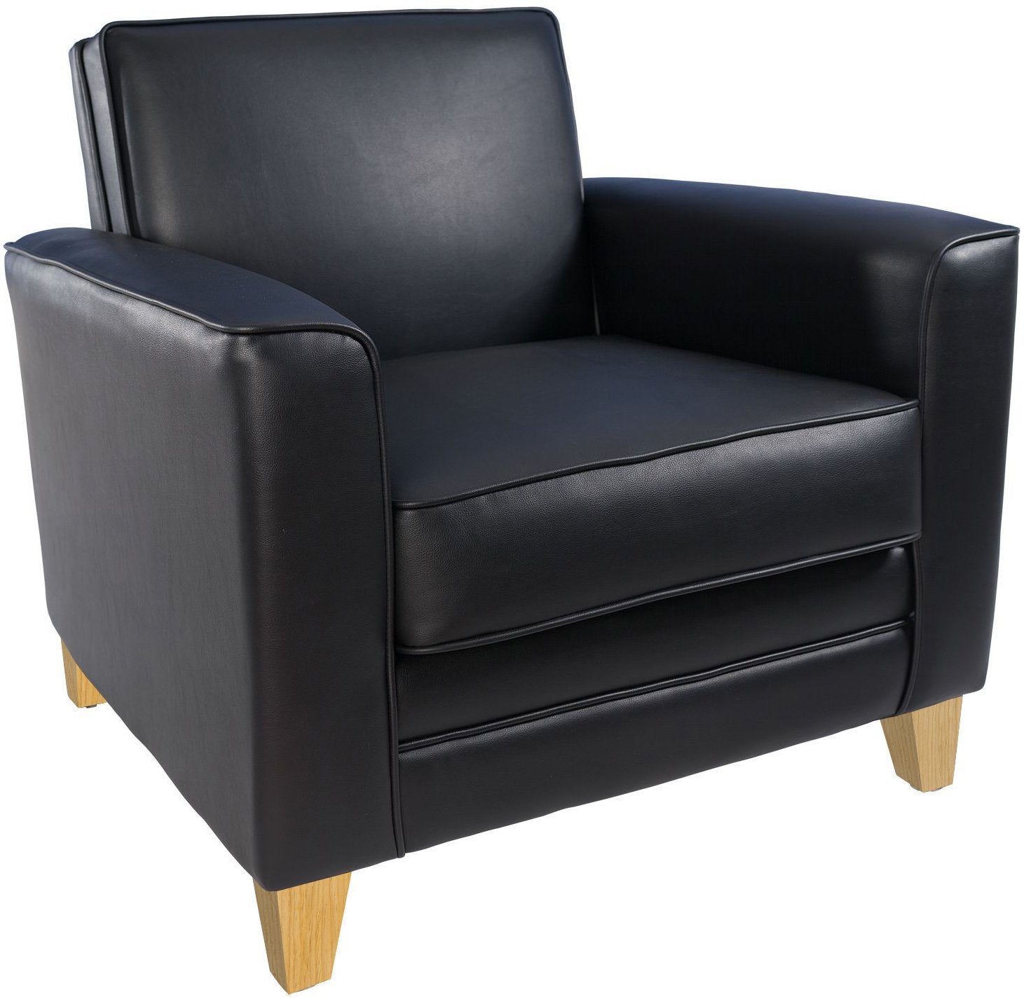Newport Leather Faced Reception Armchair Black - N3561 DD