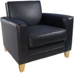Newport Leather Faced Reception Armchair Black - N3561 DD