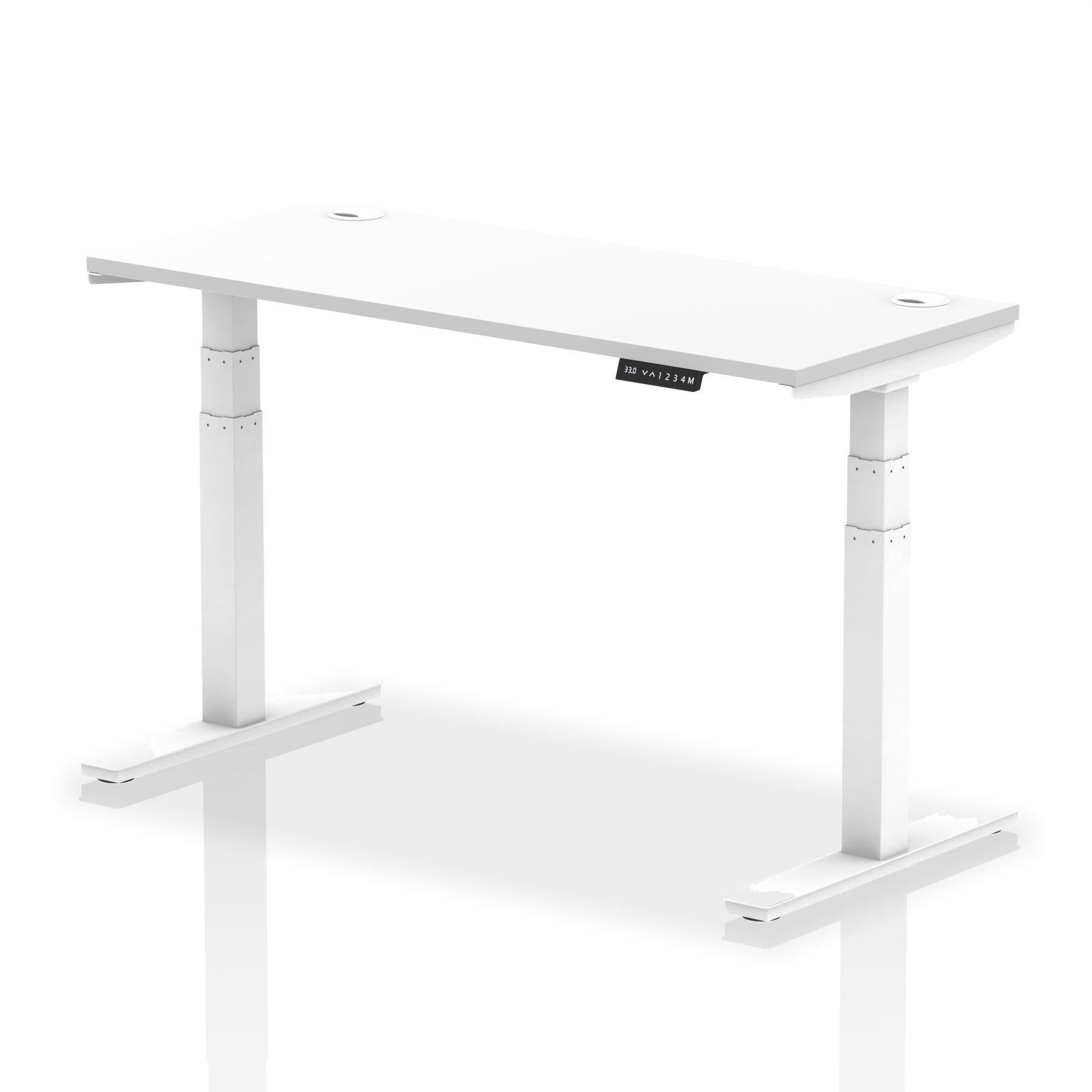 Dynamic Air 1400 x 600mm Height Adjustable Desk White Top Cable Ports White Leg HA01150 DD