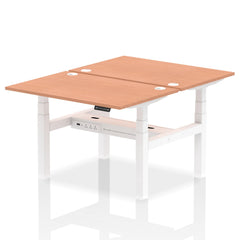 Dynamic Air Back-to-Back W1200 x D800mm Height Adjustable Sit Stand 2 Person Bench Desk With Cable Ports Beech Finish White Frame - HA01642 DD