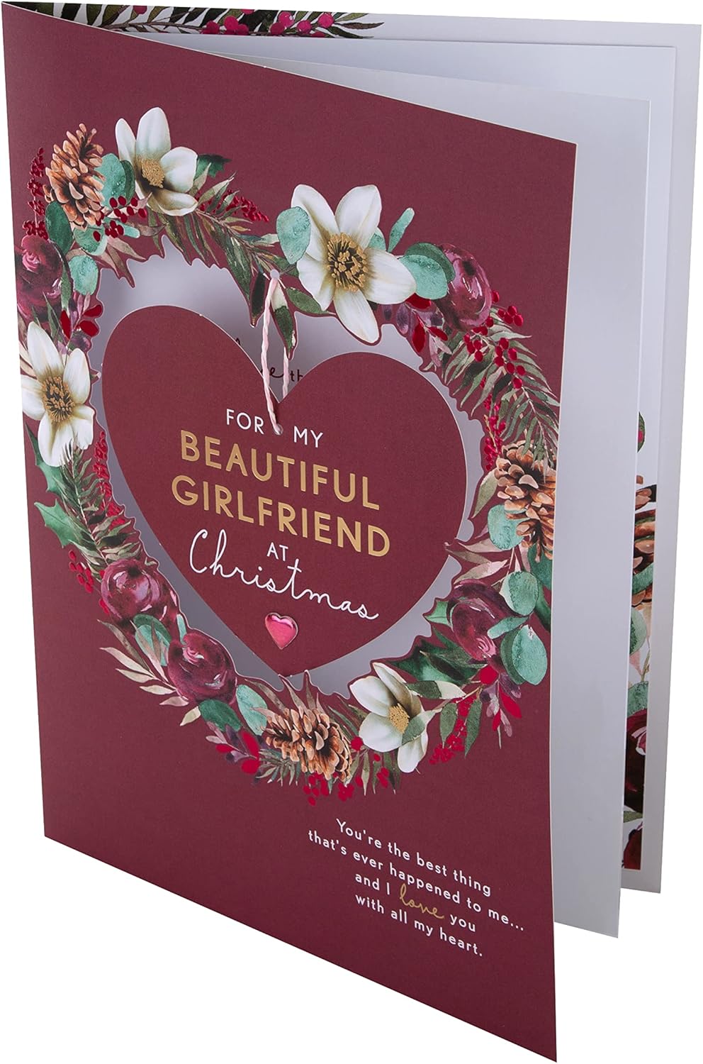 Hallmark Boxed Christmas Card for Girlfriend – Traditional Heart and Verse Design