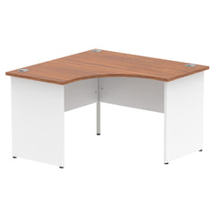 Impulse Corner Office Desk W1200 x D1200 x H730mm Panel End Leg Walnut Finish White Frame - TT000130 DD