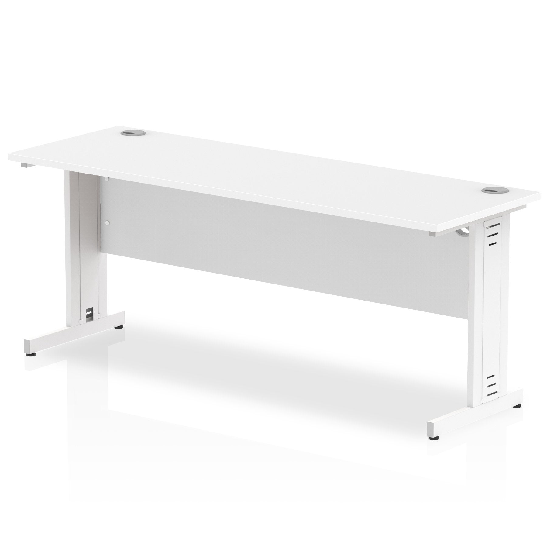 Impulse 1800 x 600mm Straight Desk White Top White Cable Managed Leg MI002284 DD