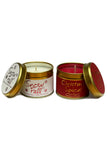 Lily-Flame scented mini tin duo gift set with Christmas Snowfall and Christmas Spice home fragrances, holiday-themed decorative tins.