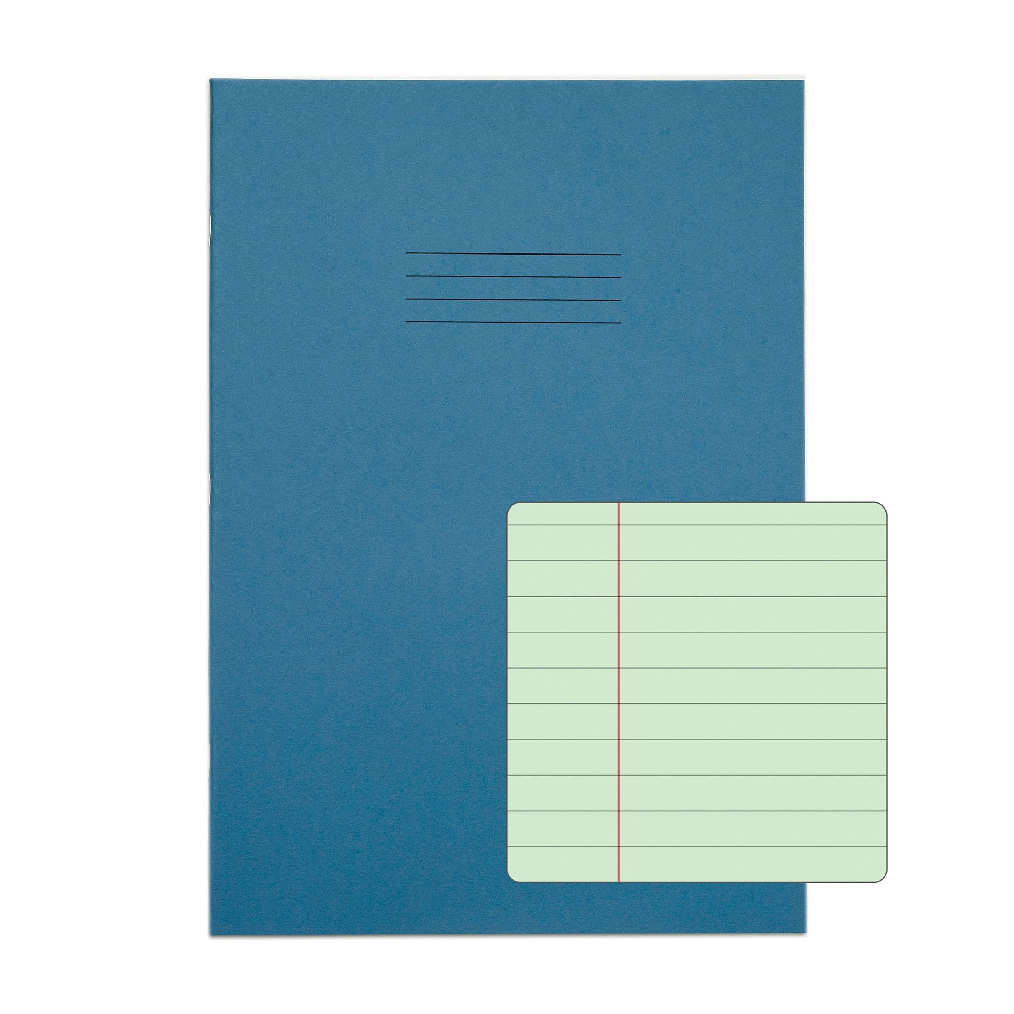 Rhino A4 Special Exercise Book 48 Page Ruled F8M Light Blue with Tinted Green Paper (Pack 10) - EX68197G-8 DD