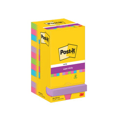 Post-it Super Sticky Notes 76x76mm 90 Sheets Ultra Colours (Pack 12) 654-12SSUC - 7100290156