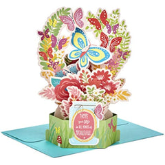 3D Butterfly and Floral Design Birthday Card