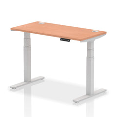 Dynamic Air 1200 x 600mm Height Adjustable Desk Beech Top Cable Ports Silver Leg HA01121 DD