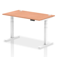 Dynamic Air 1400 x 800mm Height Adjustable Desk Beech Top Cable Ports White Leg HA01102 DD