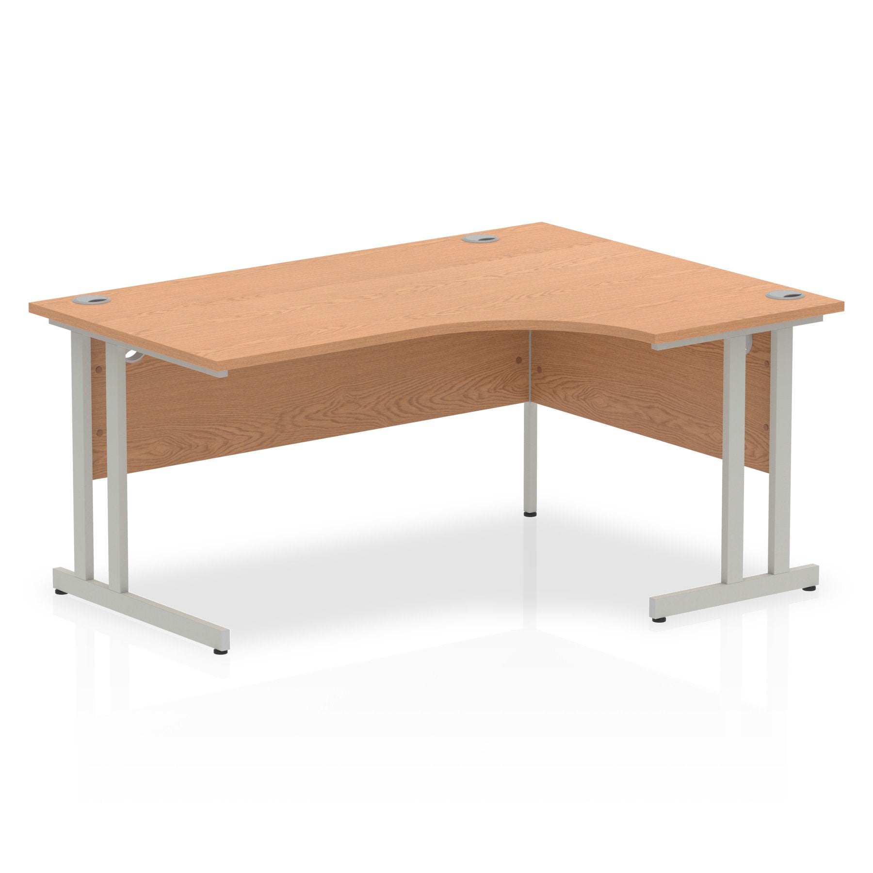 Impulse 1600mm Right Crescent Desk Oak Top Silver Cantilever Leg I000823 DD