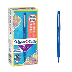Paper Mate Flair Fibre Tip Pen Medium Point 0.7mm Blue (Pack 12) S0191013