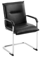 Envoy Cantilever Leather Faced Reception/Boardroom/Visitors Chair Black (Pack 2) - 1309 DD