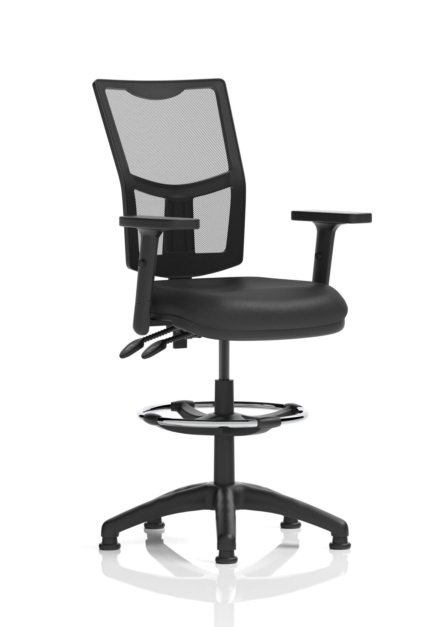Dynamic Eclipse Plus II Medium Mesh Back Bonded Leather Seat Operator Office Chair Height Adjustable Arms & Hi Rise Draughtsman Kit Black - KC0435 DD