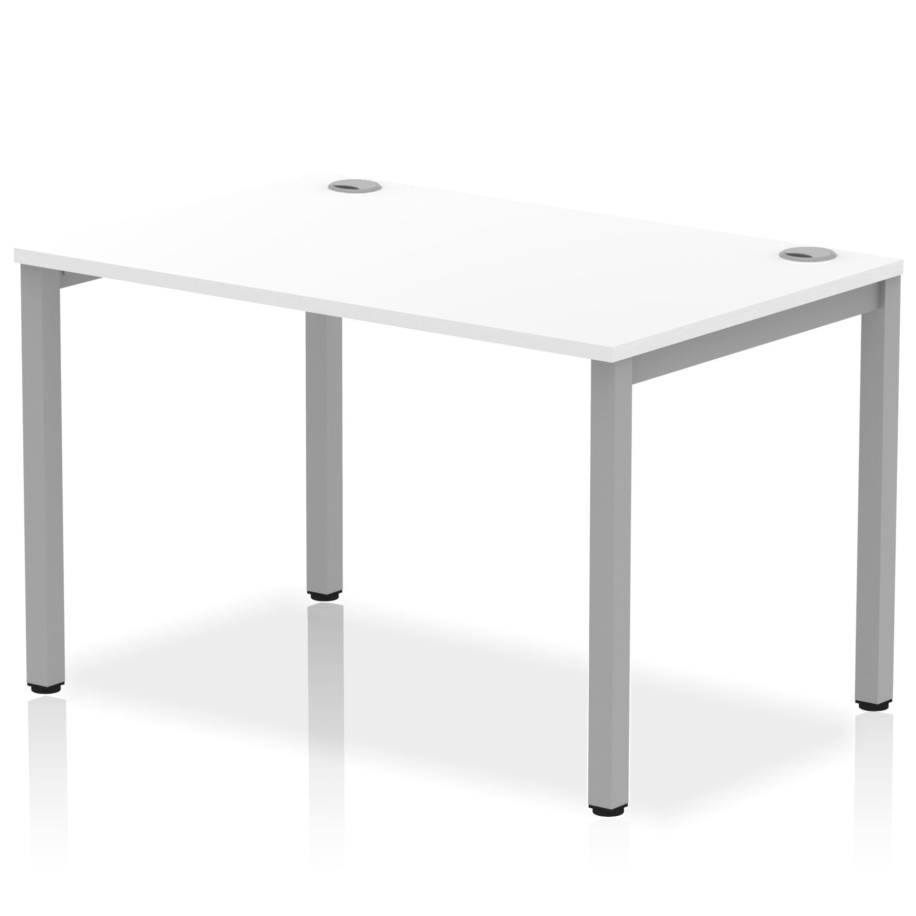 Impulse Single Row Bench Desk W1200 x D800 x H730mm White Finish Silver Frame - IB00249 DD