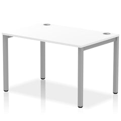 Impulse Single Row Bench Desk W1200 x D800 x H730mm White Finish Silver Frame - IB00249 DD