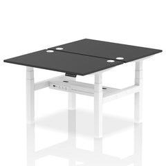 Dynamic Air Back-to-Back W1200 x D800mm Height Adjustable Sit Stand 2 Person Bench Desk With Cable Ports Black Finish White Frame - HA02848 DD