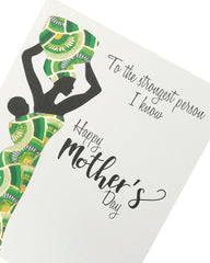 Kindred Mother's Day Card With Envelope - Afro Touch Design, From The Studio, White & Green, 159x184mm