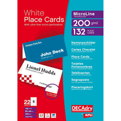 DECAdry Folding Place Card 85x46mm 6 Per Sheet 200gsm White (Pack 132) - OCB3713-3