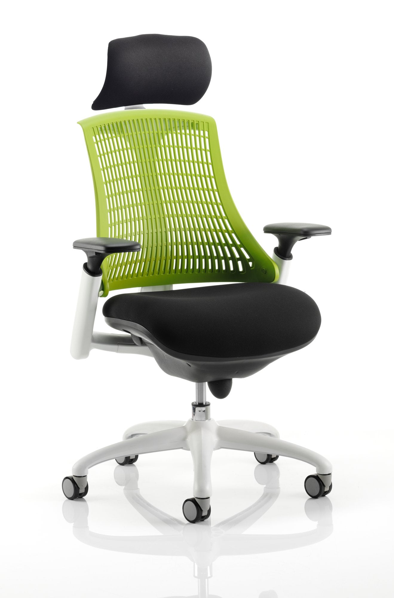 Flex Chair White Frame Green Back With Headrest KC0090 DD