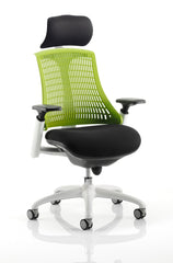 Flex Chair White Frame Green Back With Headrest KC0090 DD