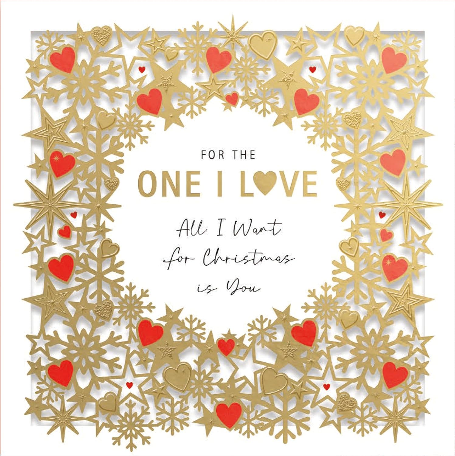One I Love All I Want Is You 3D Cut Out Luxury Christmas Card – Xmas Greeting Cards