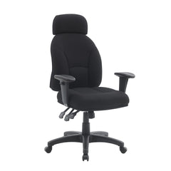 Nautilus Designs Avon High Back 24 Hour Triple Lever Fabric Operator Office Chair With Height Adjustable Arms Black - BCF/R373/BK DD
