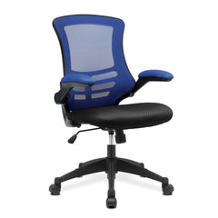 Nautilus Designs Luna Designer High Back Two Tone Mesh Task Operator Office Chair With Folding Arms & Black Shell Blue/Black - BCM/T1302/BL DD
