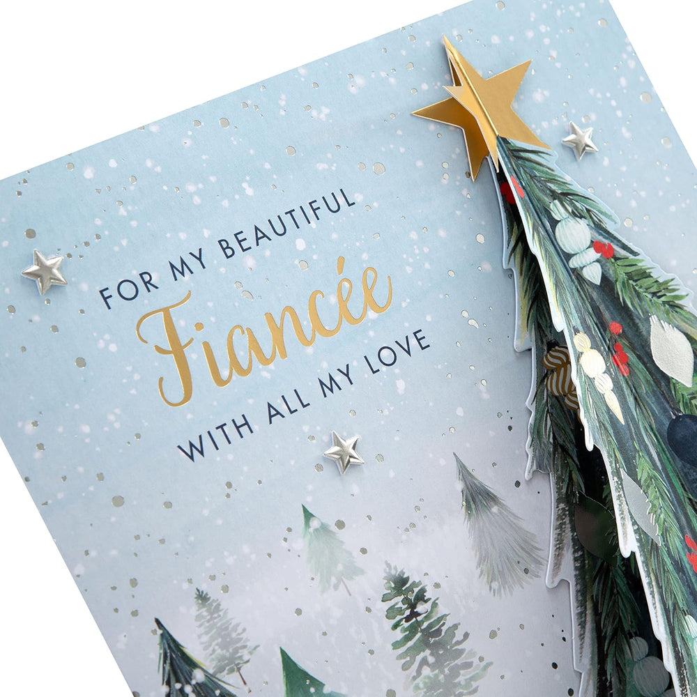 Hallmark Boxed Christmas Card for Fiancée – Classic Winter Scene with Tree Design