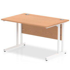 Impulse 1200 x 800mm Straight Desk Oak Top White Cantilever Leg MI002643 DD
