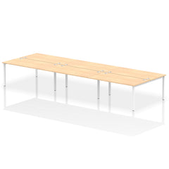 Impulse Back-to-Back 6 Person Bench Desk W1600 x D1600 x H730mm With Cable Ports Maple Finish White Frame - IB00204 DD