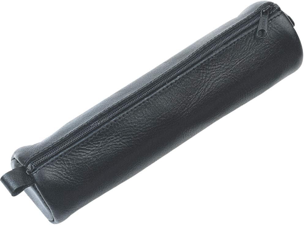 Juscha Alassio Pencil Case – Genuine Leather, Black, 21 x 6 cm