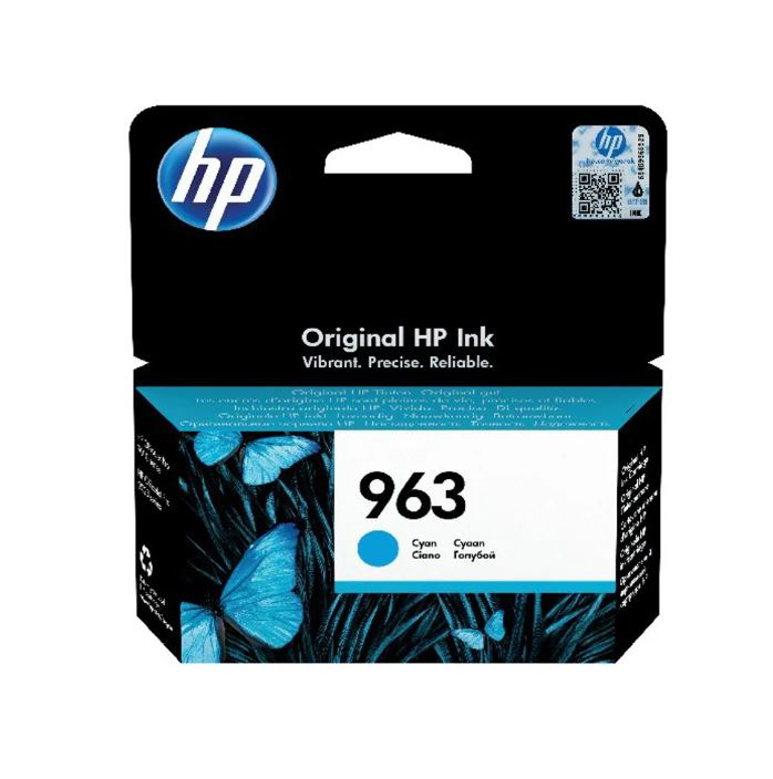 HP 963 Cyan Standard Capacity Ink Cartridge 11ml for HP OfficeJet Pro 9010/9020 series - 3JA23AE