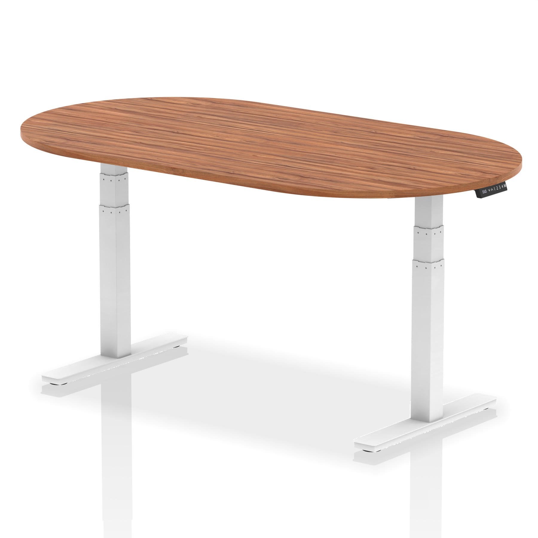 Dynamic Impulse W1800 x D1000 x H660-1310mm Height Adjustable Boardroom Table Walnut Finish White Frame - I003558 DD