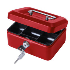 ValueX Metal Cash Box 200mm (8 Inch) Key Lock Red - CBRD8