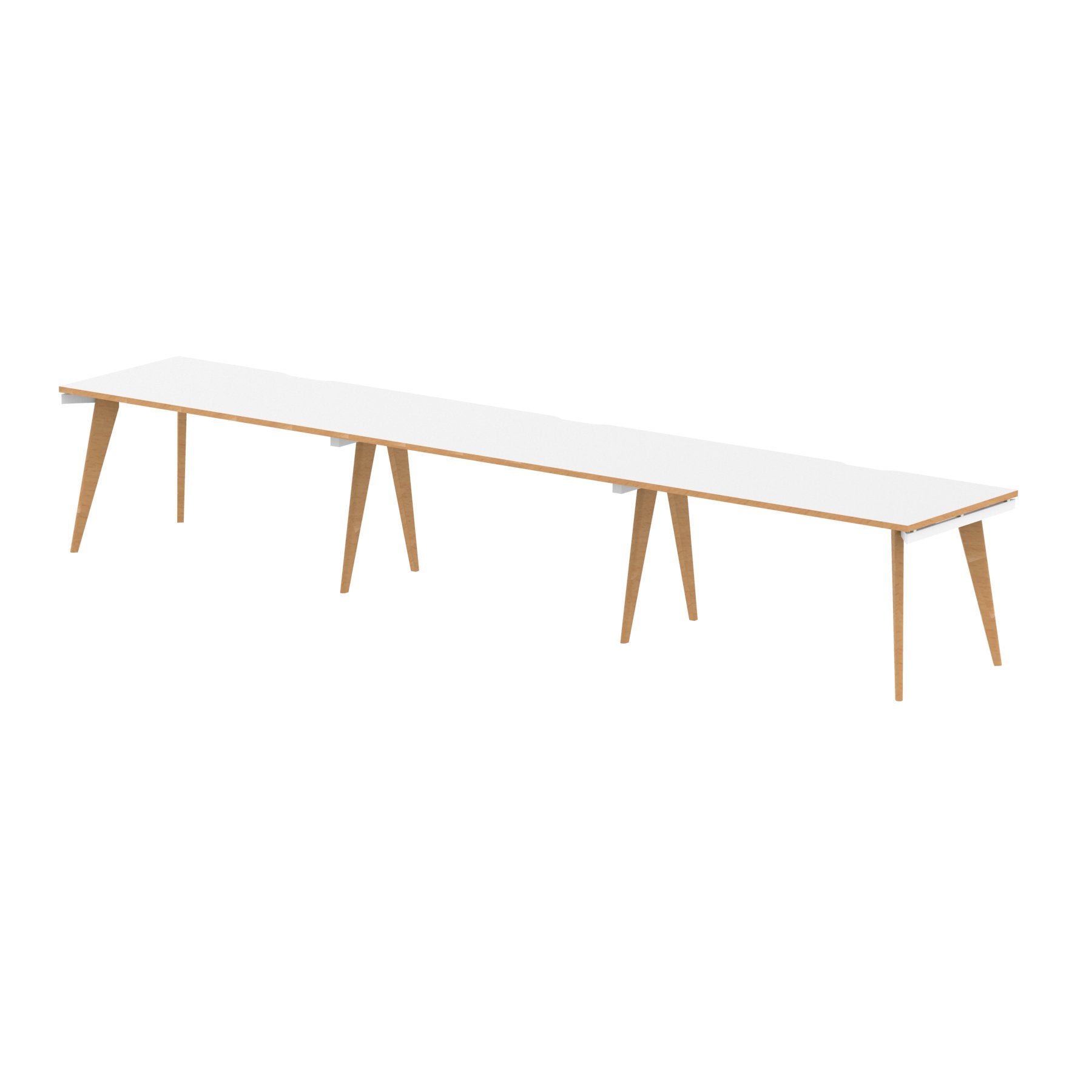 Oslo 1400mm Single Row 3 Person Desk White Top Natural Wood Edge White Frame OSL0121 DD