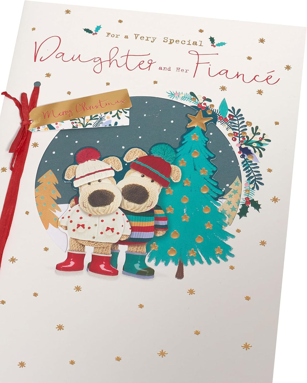 Boofle Embellished Christmas Card for Daughter & Fiancé – Cute Festive Design